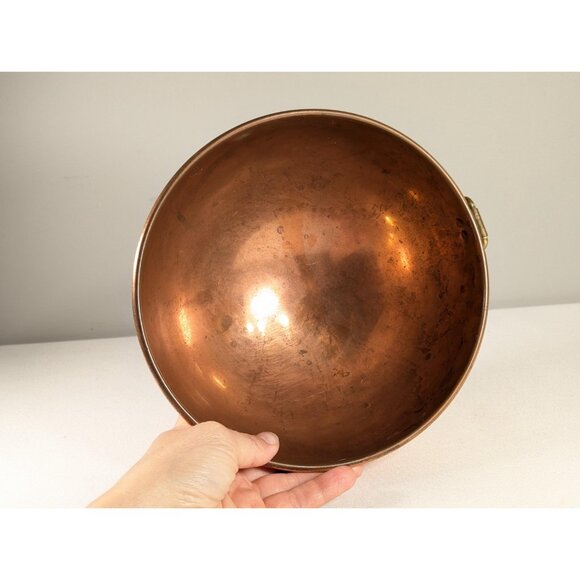 Vintage 8" copper mixing bowl, round bottom copper bowl vintage home decor, - Picture 6 of 10
